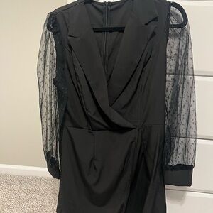Elegant Romper Dress with Sheer Sleeves